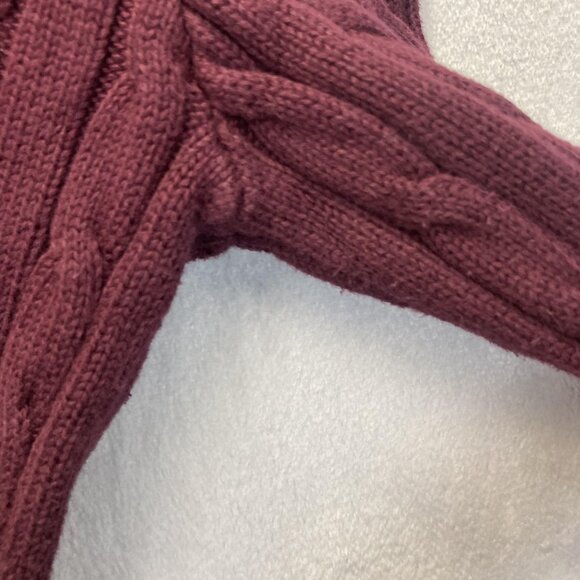 Polo Ralph Lauren Cable Knit Sweater Womens Medium Burgundy Pony Logo Y2K Style - Picture 11 of 15